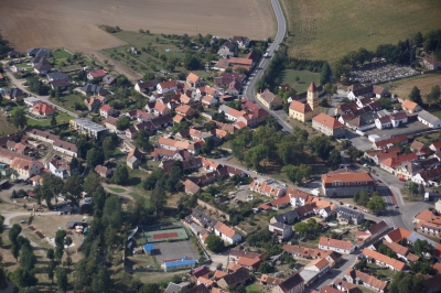 Letecký snímek městyse Katovice_51