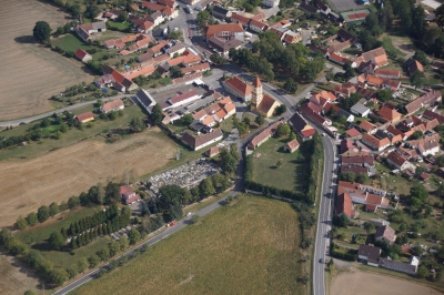 Letecký snímek městyse Katovice_91