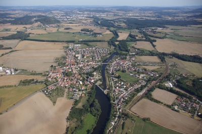 Letecký snímek městyse Katovice_94