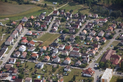 Letecký snímek městyse Katovice_125