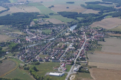 Letecký snímek městyse Katovice_5