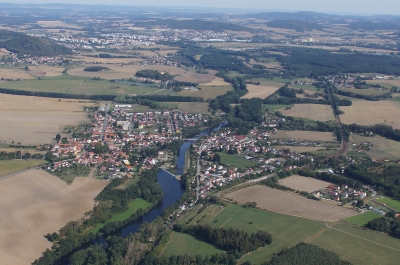 Letecký snímek městyse Katovice_13