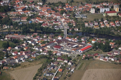 Letecký snímek městyse Katovice_26