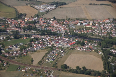 Letecký snímek městyse Katovice_27