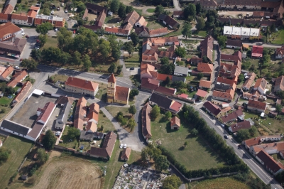 Letecký snímek městyse Katovice_42