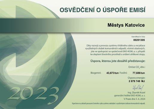Certifikát LCA za rok 2023