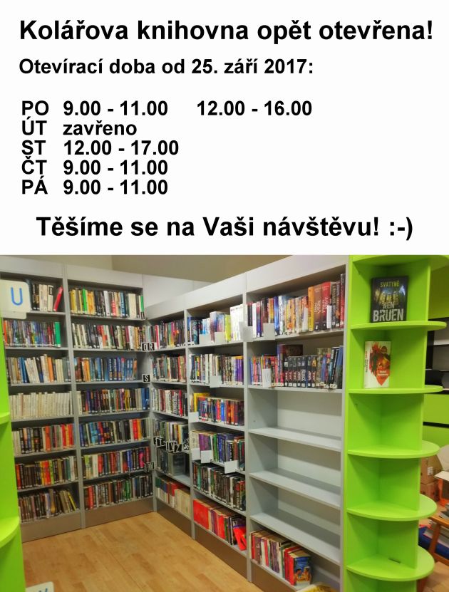 Knihovmna znovu otevřena